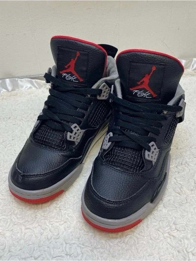 Nike Air Jordan 4 Retro "Bred Reimagined" Shoes Black/Fire Red Women’s Size 9
